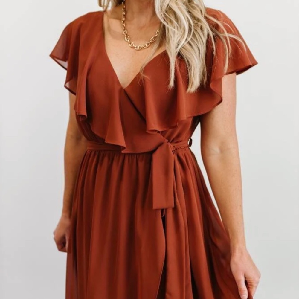 Baltic Born Katya Ruffle Maxi Dress | Color: Rust | Size: Large